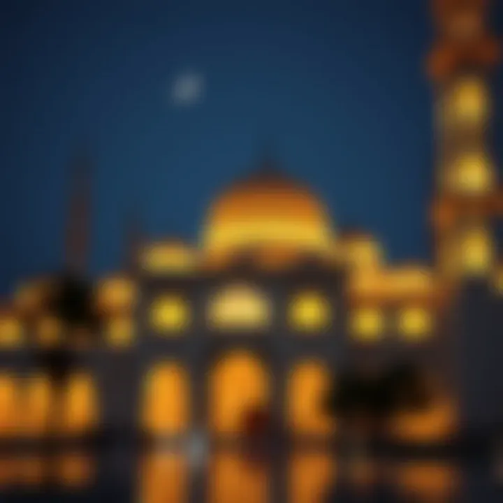 Mosque Illuminated for Ramadan Celebrations Illuminated mosque in Dubai during Ramadan