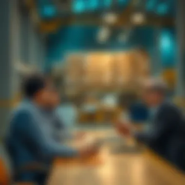 Business Discussion on Warehouse Rental Terms Business meeting discussing warehouse rental agreements