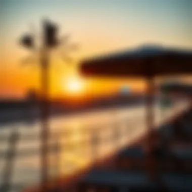 Stunning sunset view over the beach, highlighting leisure activities