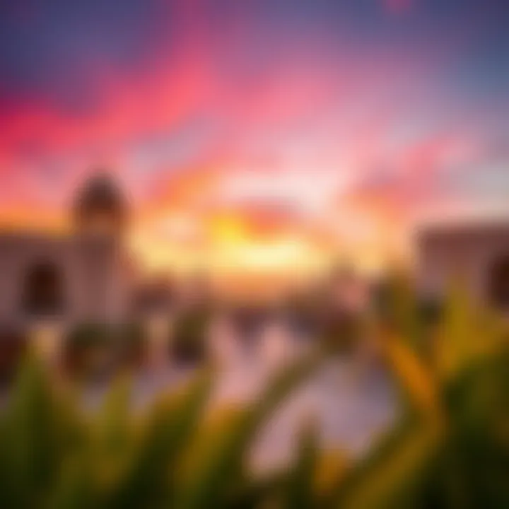 Al Seef at Sunset: Capturing the Ambiance A vibrant view of Al Seef at sunset, showcasing the architectural beauty and ambiance.