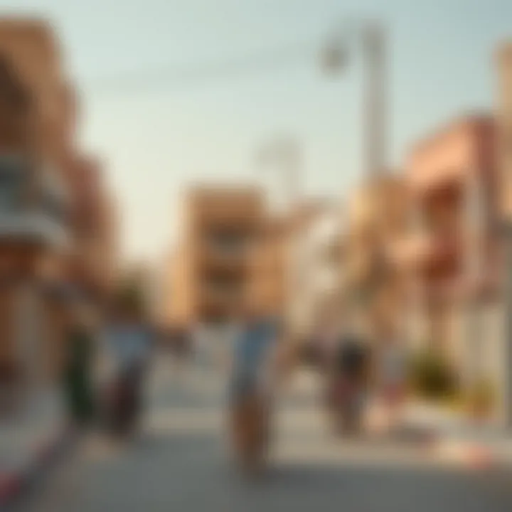 A vibrant neighborhood in Dubai showcasing community life